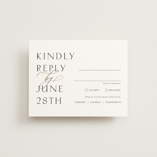 This is a snow rsvp cards with foil pressed by Kaydi Bishop called postcard printing on signature in standard