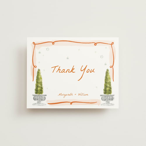 This is a flame wedding thank you cards with standard by Pati Cascino called giardino printing on signature in standard