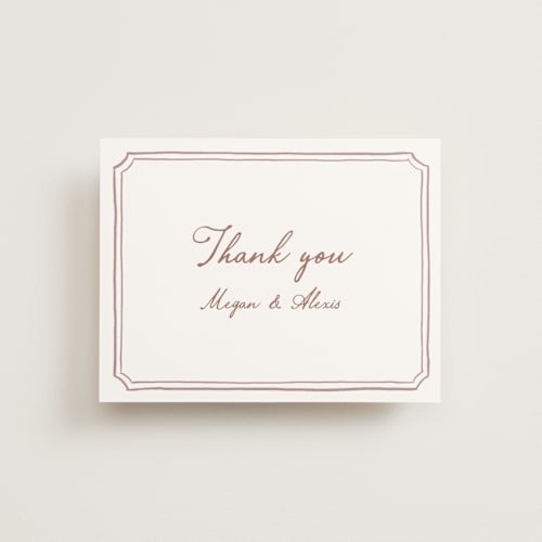 This is a rosewood wedding thank you cards with standard by Cass Loh called handwritten printing on signature in standard