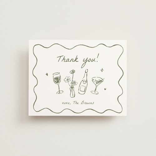 This is a meadow wedding thank you cards with standard by Cass Loh called chic soirée printing on signature in standard