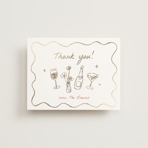 This is a verona sunset wedding thank you cards with foil pressed by Cass Loh called chic soirée printing on signature in standard