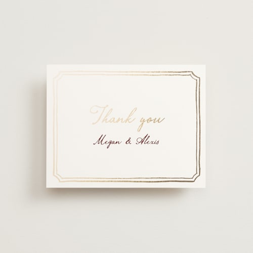 This is a wine wedding thank you cards with foil pressed by Cass Loh called handwritten printing on signature in standard