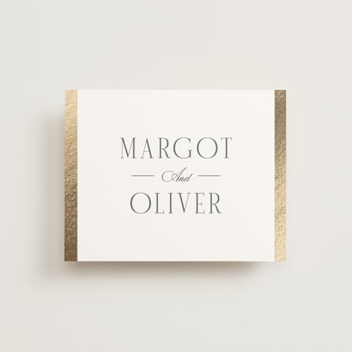 This is a quartz wedding thank you cards with foil pressed by Kristie Kern called the ritz printing on signature in standard