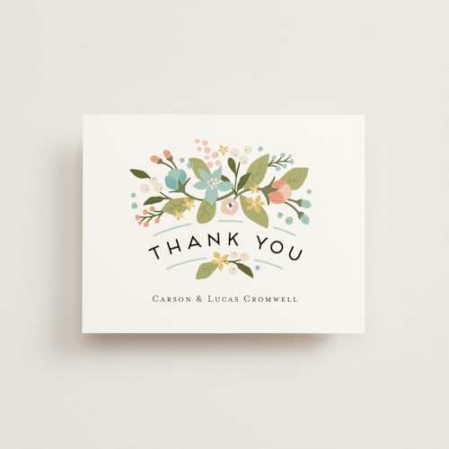 This is a sea breeze thank you postcards by Jennifer Wick called floral ampersand printing on signature in postcard