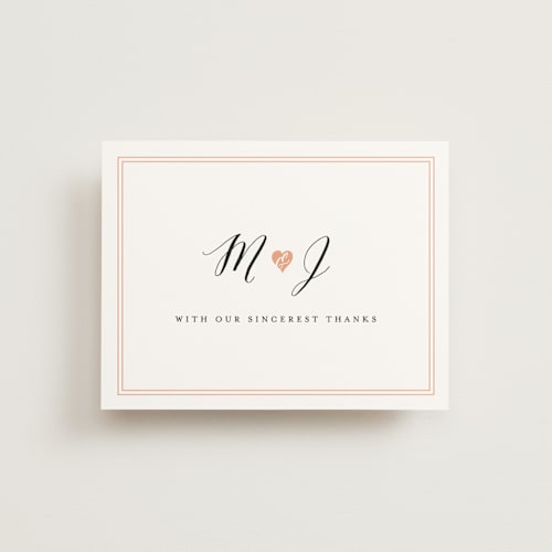 This is a petal thank you postcards by Sarah Curry called heartbeat printing on signature in postcard