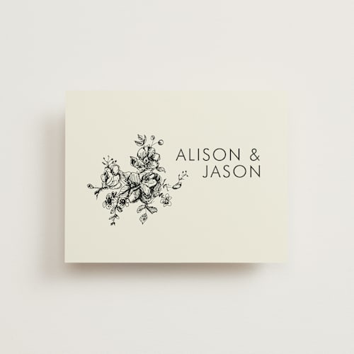This is a beige thank you postcards by Phrosné Barwood called elegance illustrated printing on signature in postcard