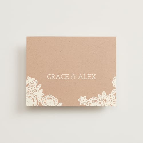 This is a kraft thank you postcards by Katharine Watson called lace and kraft printing on signature in postcard