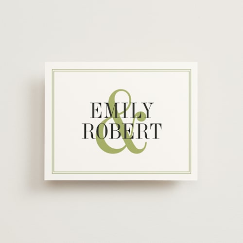 This is a moss thank you postcards by Ariel Rutland called wed in type printing on signature in postcard