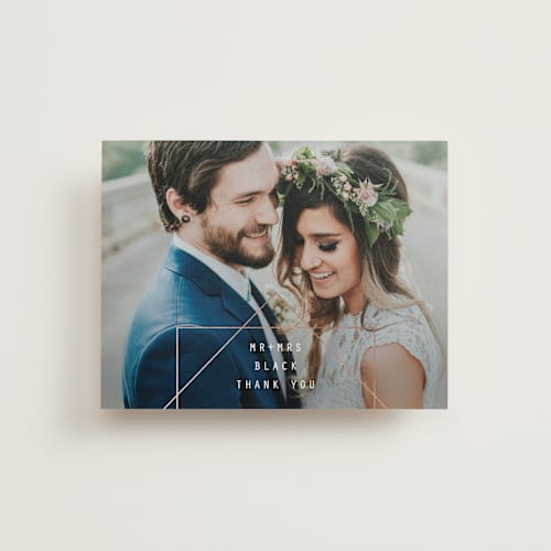 This is a noir thank you postcards by DESIGN X FIVE called bold as love printing on signature in postcard