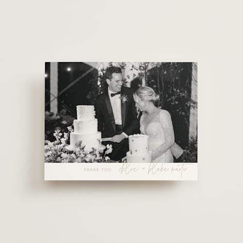 This is a terracotta thank you postcards by Kelly Schmidt called overlap printing on signature in postcard
