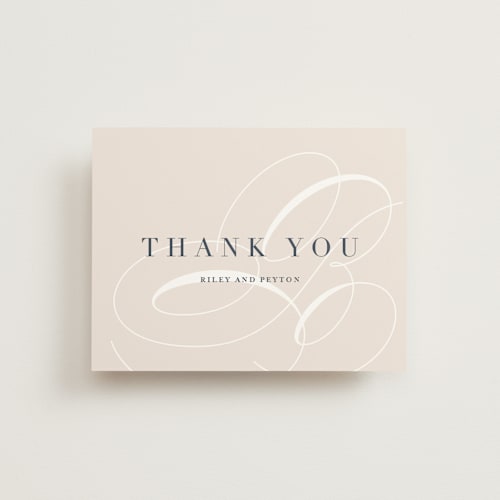 This is a latte thank you postcards by Lauren Chism called fresh monogram printing on signature in postcard