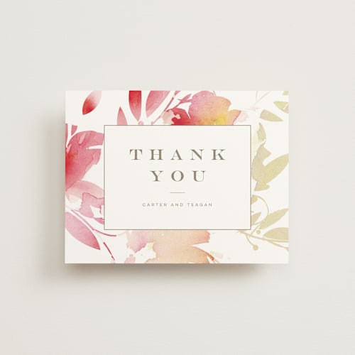 This is a poppy thank you postcards by Lori Wemple called stately florals printing on signature in postcard