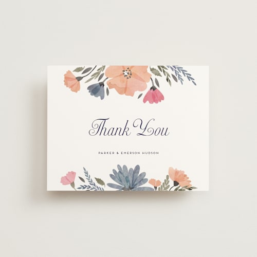 This is a dhalia thank you postcards by Petra Kern called romantic watercolor flora printing on signature in postcard
