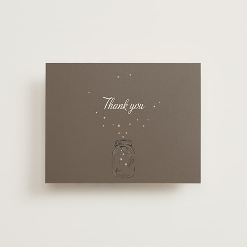 This is a zuni brown thank you postcards by Paige Rothhaar called fireflies printing on signature in postcard