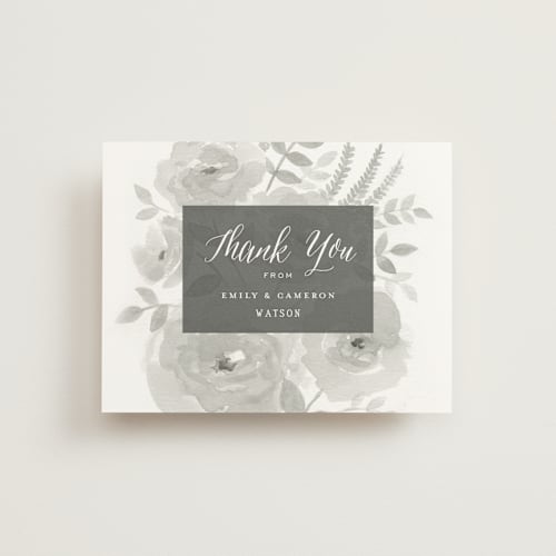 This is a fog thank you postcards by Jill Means called watercolor floral printing on signature in postcard