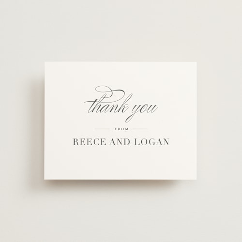 This is a taupe thank you postcards by Jessica Williams called classical printing on signature in postcard