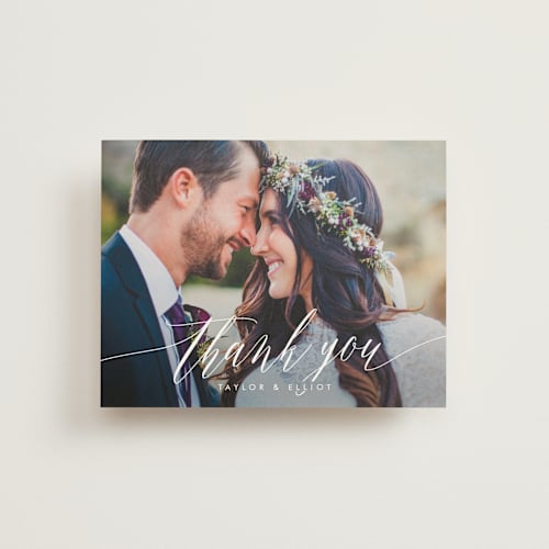 This is a blush thank you postcards by Kristie Kern called effervescent printing on signature in postcard