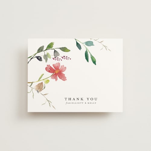 This is a floral thank you postcards by Mere Paper called spring wildflowers printing on signature in postcard
