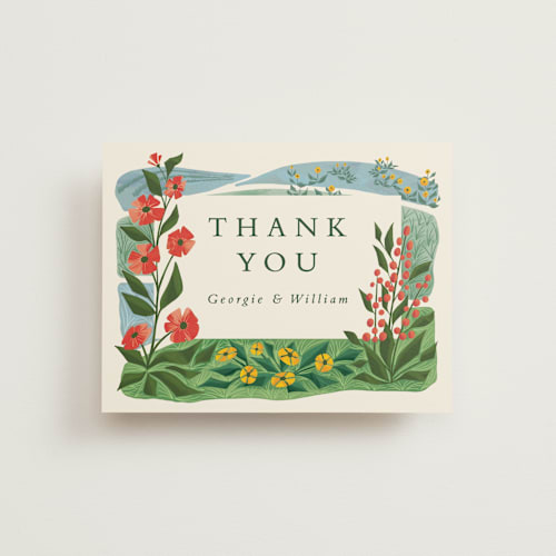 This is a barn thank you postcards by Paper Sun Studio called farm and field printing on signature in postcard