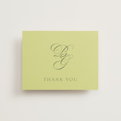 This is a chartreuse wedding thank you cards with standard by Everett Paper Goods called carlyle printing on strathmore in standard
