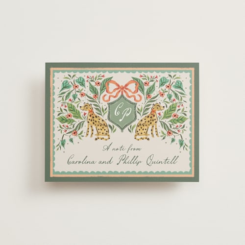 This is a meadow wedding thank you cards with standard by Jackie Crawford called whimsical hand illustrated crest printing on strathmore in standard