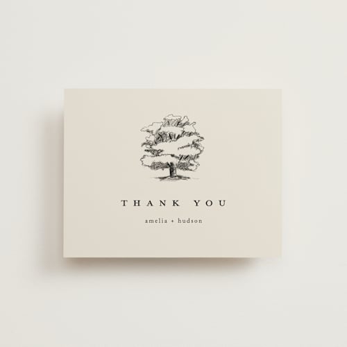 This is a dove wedding thank you cards with standard by Amy Kross called white oak printing on strathmore in standard