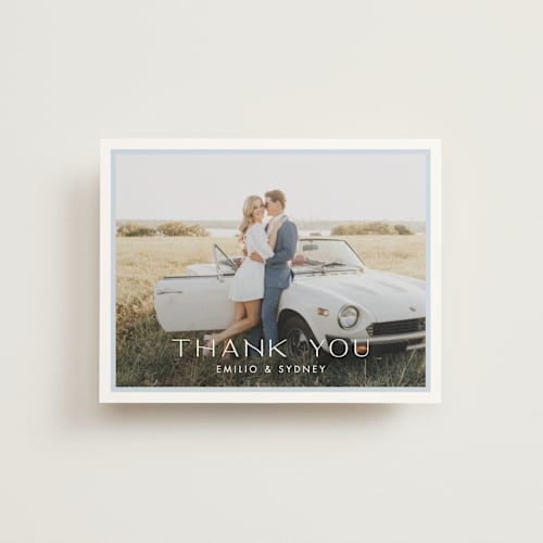 This is a sky wedding thank you cards with standard by Ellen Schlegelmilch called palmetto printing on strathmore in standard