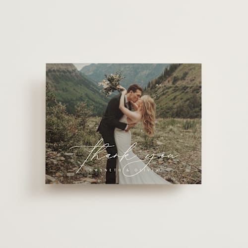 This is a palms wedding thank you cards with standard by Kelly Schmidt called flip printing on strathmore in standard