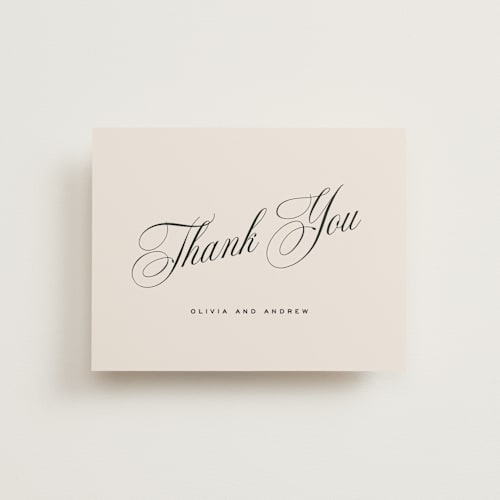 This is a almond wedding thank you cards with standard by Eric Clegg called modern romance printing on strathmore in standard