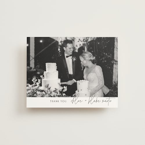 This is a silk wedding thank you cards with standard by Kelly Schmidt called overlap printing on strathmore in standard