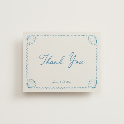 This is a ocean wedding thank you cards with standard by Pati Cascino called puglia printing on strathmore in standard