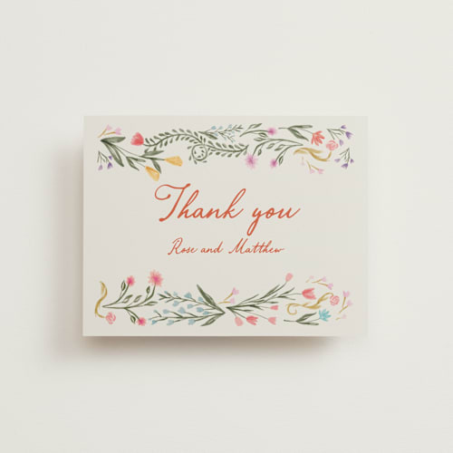 This is a sunset wedding thank you cards with standard by Maja Cunningham called chantilly printing on strathmore in standard