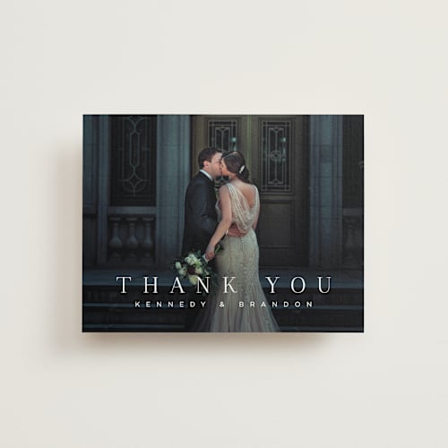 This is a sugar wedding thank you cards with standard by Jessica Williams called the space between printing on strathmore in standard
