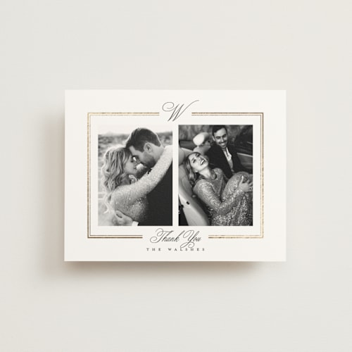 This is a pearl wedding thank you cards with foil pressed by Leah Bisch called elegant type printing on strathmore in standard