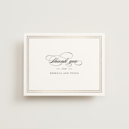 This is a snow wedding thank you cards with foil pressed by Kimberly FitzSimons called eloquence printing on strathmore in standard