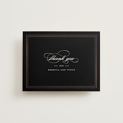 This is a onyx wedding thank you cards with foil pressed by Kimberly FitzSimons called eloquence printing on strathmore in standard