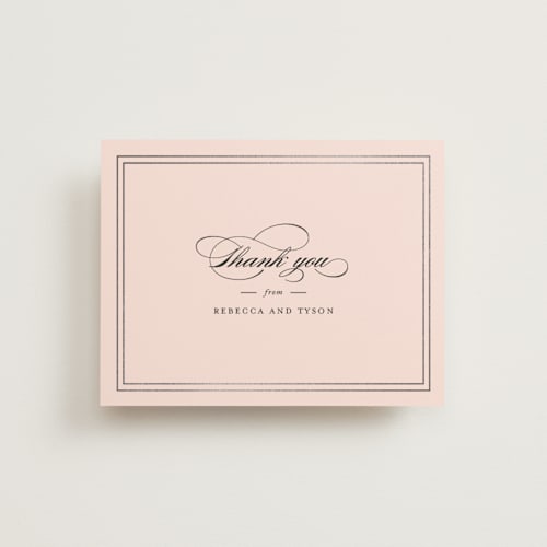 This is a carnation wedding thank you cards with foil pressed by Kimberly FitzSimons called eloquence printing on strathmore in standard