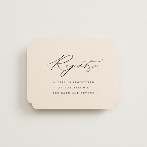 This is a buttercream bridal shower insert cards with standard by Carolyn MacLaren called elegant side printing on signature in standard