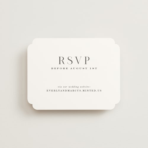 This is a snow rsvp cards with standard by Hooray Creative called everly printing on signature in standard