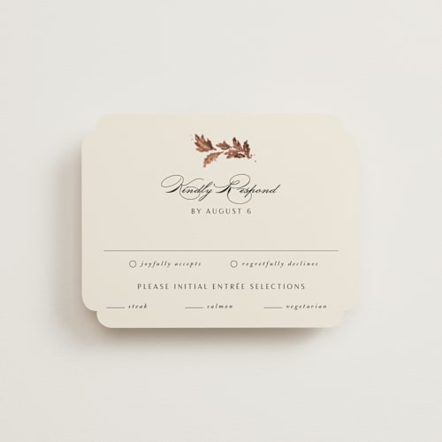 This is a autumn rsvp cards with foil pressed by Kate Ahn called poetique printing on signature in standard