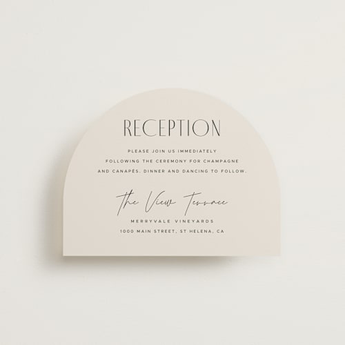 This is a linen reception cards with standard by Kelly Schmidt called arabilla overlap printing on signature in standard