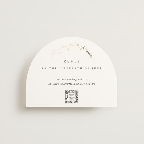 This is a cotton rsvp cards with foil pressed by Amy Kross called vine wrap printing on signature in standard