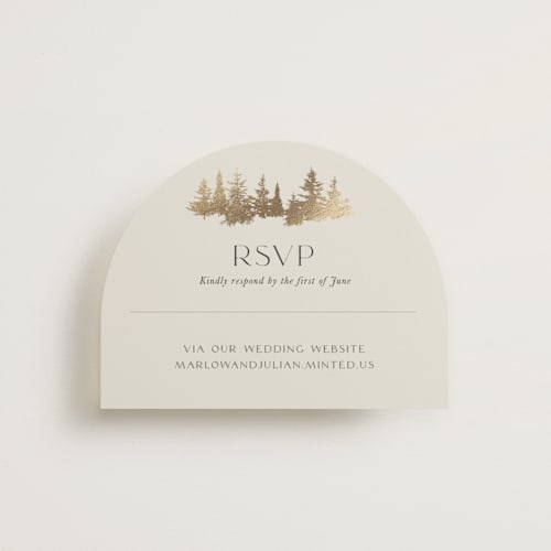 This is a fallen snow rsvp cards with foil pressed by Robin Ott called vista printing on signature in standard