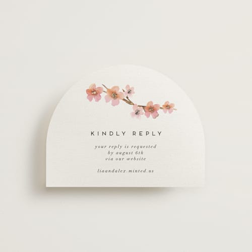 This is a blush rsvp cards with foil pressed by Petra Kern called love blossom printing on signature in standard