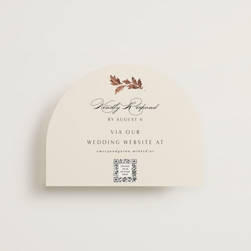 This is a autumn rsvp cards with foil pressed by Kate Ahn called poetique printing on signature in standard