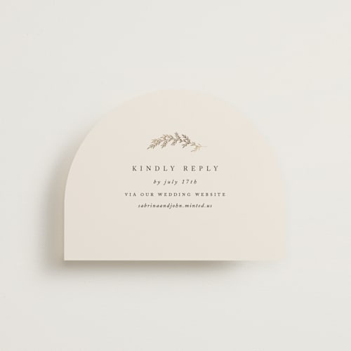 This is a ivory rsvp cards with foil pressed by Carolyn Nicks called to hold printing on signature in standard