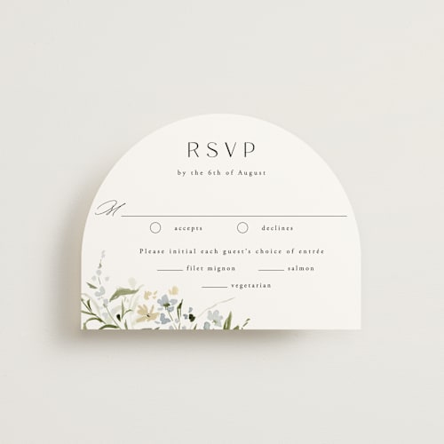 This is a lily rsvp cards with standard by Everett Paper Goods called fleur printing on signature in standard
