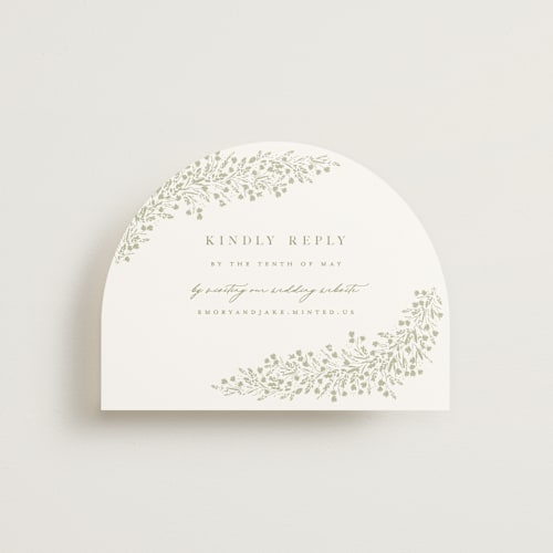 This is a leaf rsvp cards with standard by Kristie Kern called villa printing on signature in standard