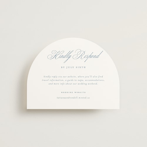 This is a ocean rsvp cards with standard by Kelly Schmidt called arch monogram printing on signature in standard