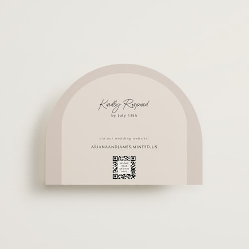 This is a stone rsvp cards with standard by Elly called the arch printing on signature in standard
